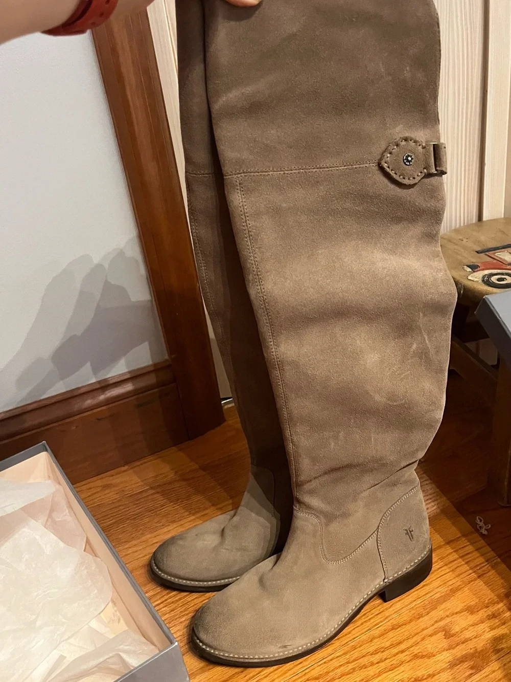 Frye Over-the-Knee Suede Boot in Taupe
